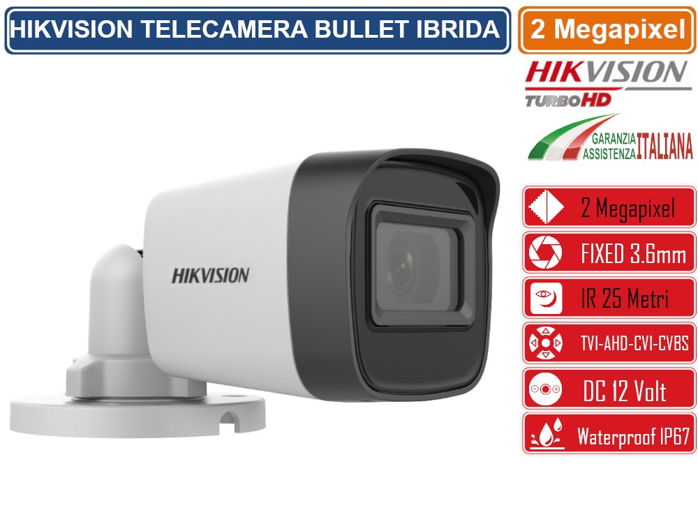 Telecamera Bullet HDCVI Ibrida 2Mpx 1080p 3.6mm Smart IR Dahua HAC-HFW1200R-S5