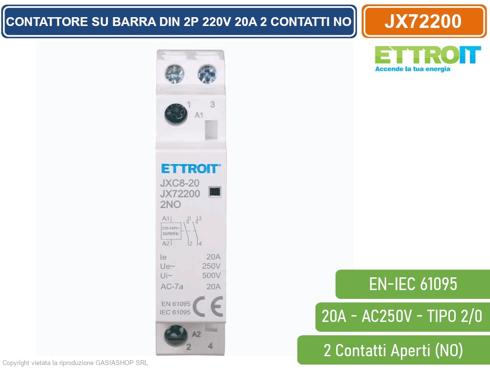 Gasiashop - JX72200 - ETTROIT - AC CONTATTORE MODULARE SU BARRA