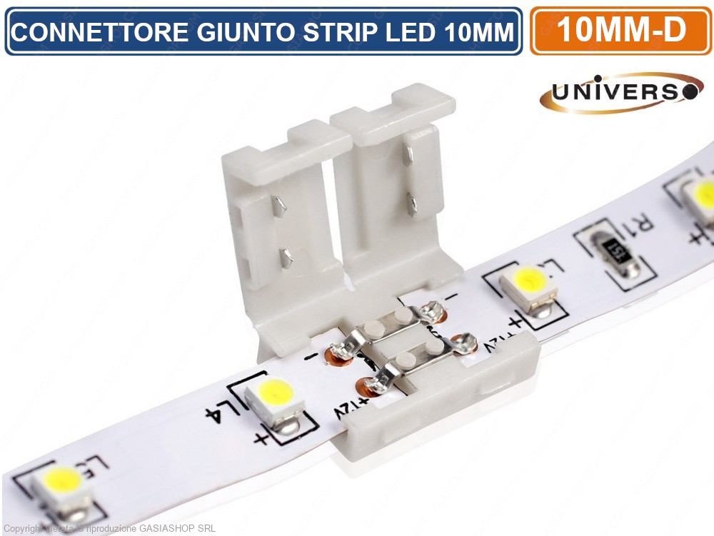 10 Connettori Cavo 2 Poli Per Strisce LED SMD 5050/5630 – Prolunga 17cm, Senza Saldatura, Per Nastro LED Monocromatico Largo 10mm