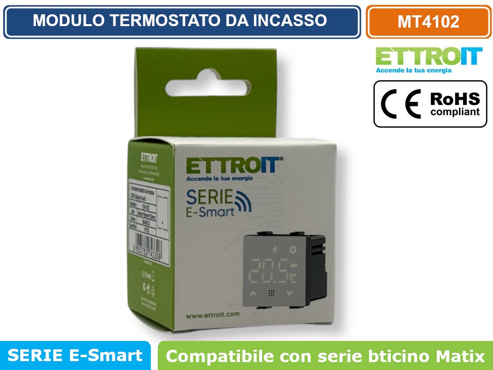 Cronotermostato Da Incasso Gloca Touch | Compatibile Matix | Alimentazione 110-240V