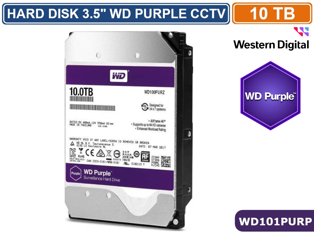 Gasiashop - WD101PURP - HARD DISK HD 3,5" SATA PURPLE 10000 GB 10TB ...