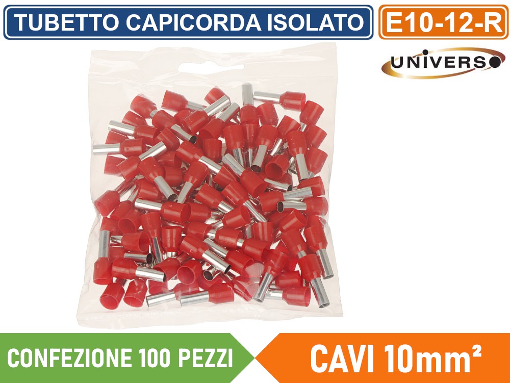 100 Terminali Isolati AE1012RT - 10.0mm², Lunghezza 12mm, Rosso | Qualità Industriale - Foto 2
