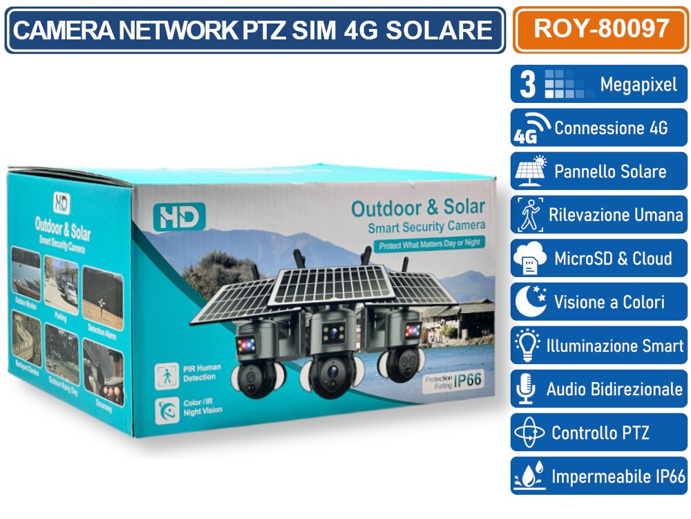 BEENOCAM Telecamera Di Sicurezza Solare 4K Wireless Per Esterni - Doppia Lente PTZ 360°, Visione Notturna A Colori, Rilevamento Umano PIR