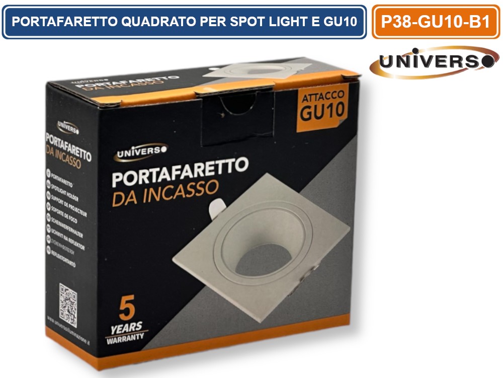 Portafaretto Da Incasso Orientabile 85mm Per Cartongesso - Alluminio Bianco Per GU10 E GU5.3