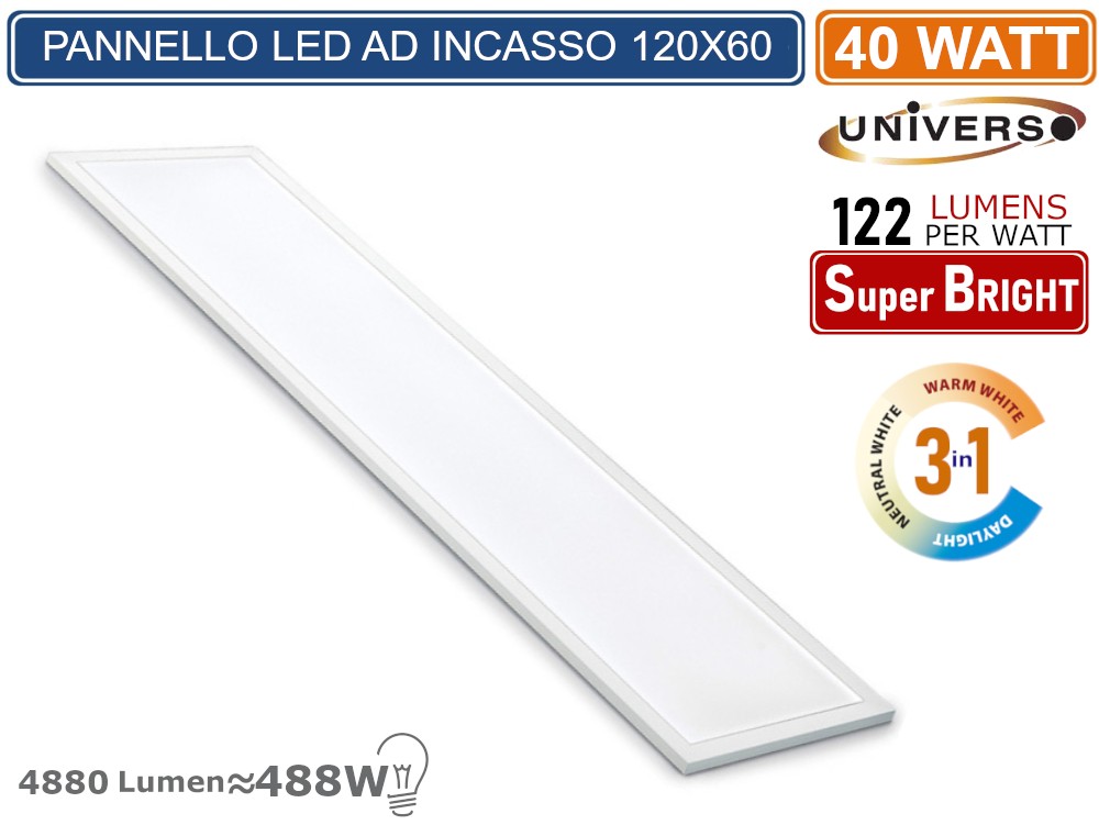 Pannello LED Da Incasso 120X30cm - Dimmerabile PUSH - 44W - UGR19 - Foto 12