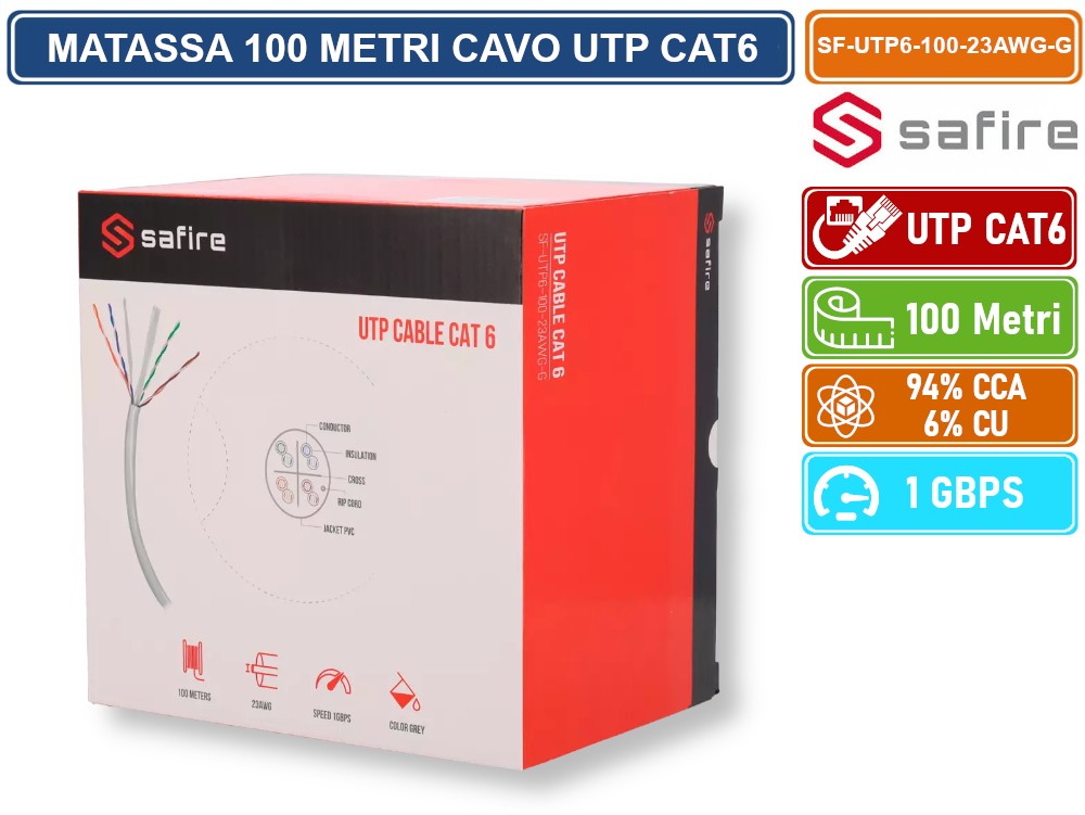 Cavo Flessibile S-Ftp Per Reti Categoria 6 (Cca) Matassa Mt. 100