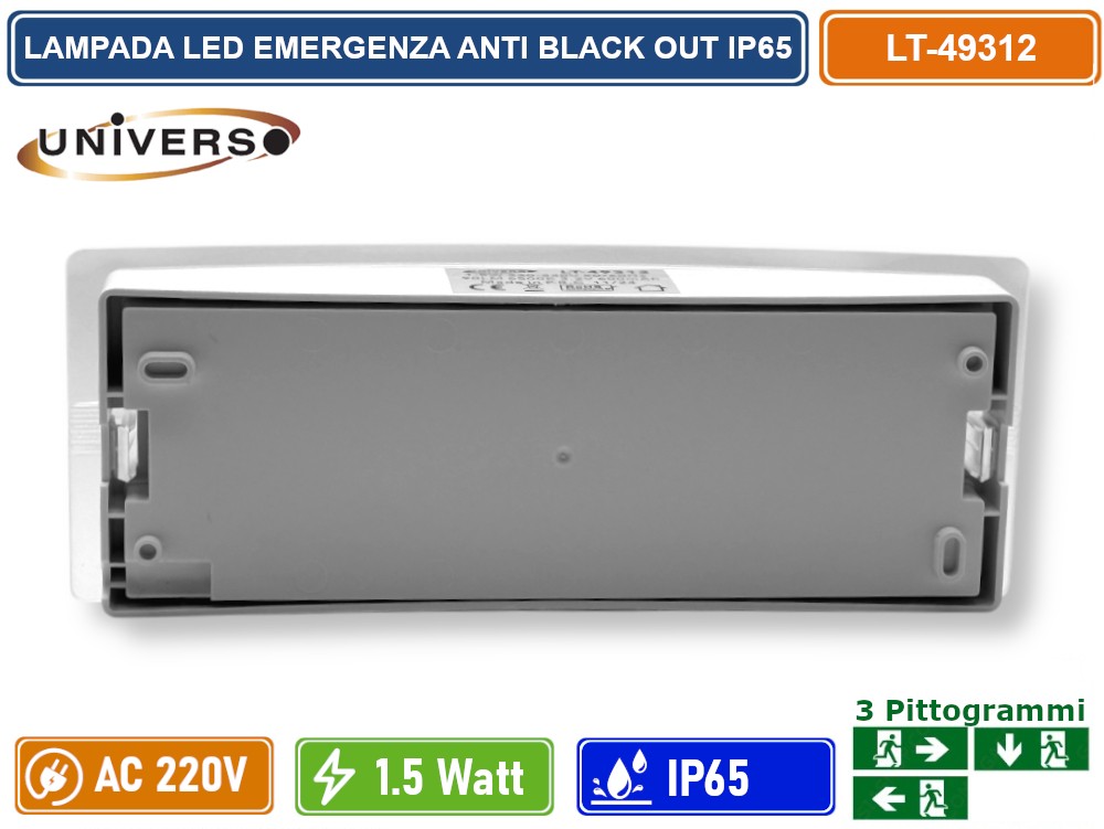Lampada di emergenza a LED IP20, per via di fuga, con 4 spiktogrammi di uscita di emergenza, illuminazione di emergenza con batteria di emergenza 3 ore, segnale di emergenza illuminato per tutte