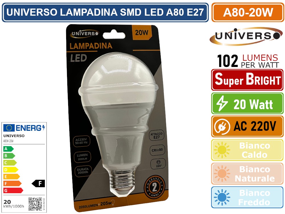 LD5660 LAMPADINA A LED SMD A65 20W E27 6500K | Corel Italy - Foto 12