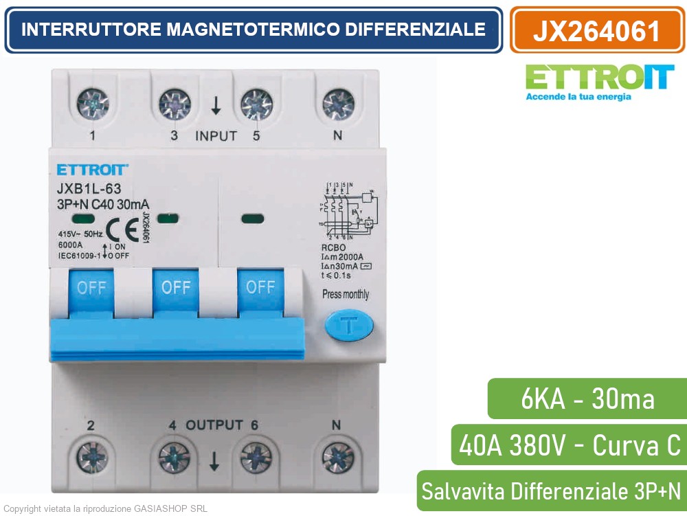 Interruttore Differenziale 3P+N Aexit | 400V 100A | Per Montaggio Su Guida DIN | Protezione Cortocircuito