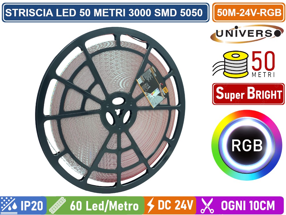 Striscia LED Gialla 50 Metri 220V | Luci A Nastro Flessibile Impermeabile | Interno Ed Esterno