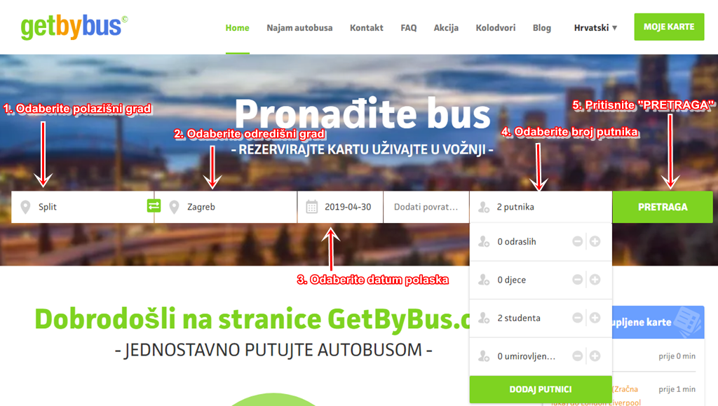 Kupovina jednosmjerne autobusne karte na GetBybus-u - GetByBus blog o