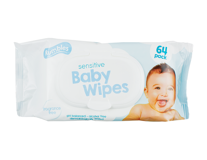 Sensitive Baby Wipes - 64 Pack (With PDQ) Sensitive Baby Wipes - 64 Pack