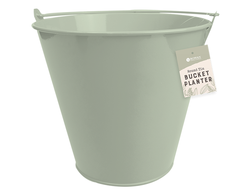 Round Tin Bucket Planter Round Tin Bucket Planter