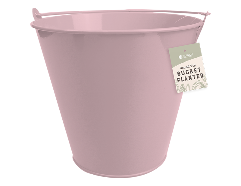 Round Tin Bucket Planter Round Tin Bucket Planter