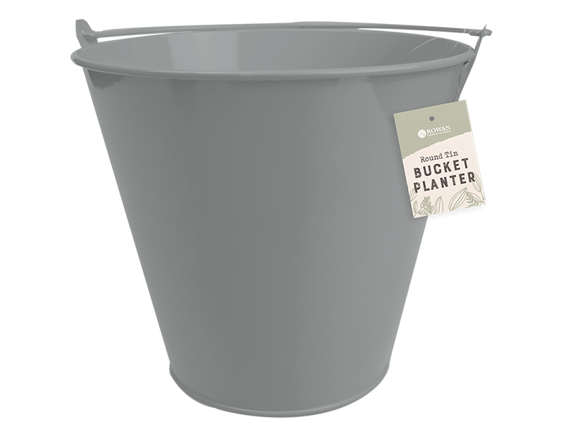 Round Tin Bucket Planter Round Tin Bucket Planter