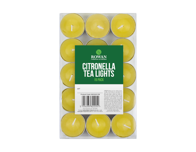 Citronella Tea Light Candles - 15 Pack (With PDQ) Citronella Tealight Candles