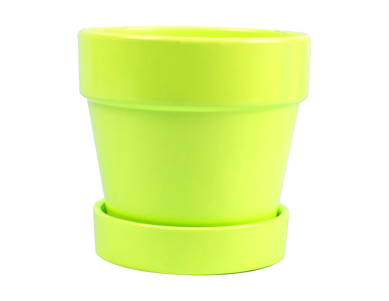 Bright Ceramic Plant Pot & Saucer Bright Ceramic Plant Pot & Saucer