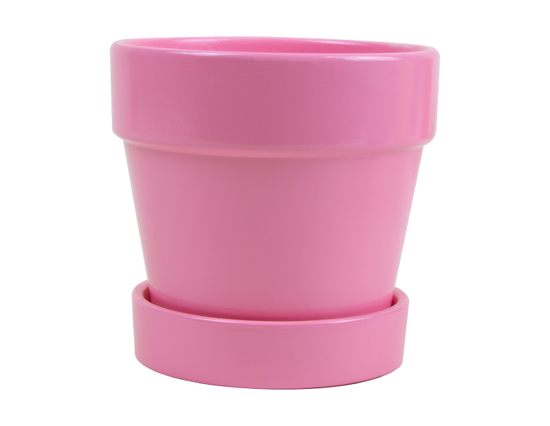 Bright Ceramic Plant Pot & Saucer Bright Ceramic Plant Pot & Saucer