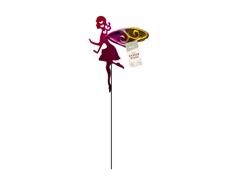 Metal Fairy On Stake With Glass Wings Metal Fairy On Stake With Glass Wings