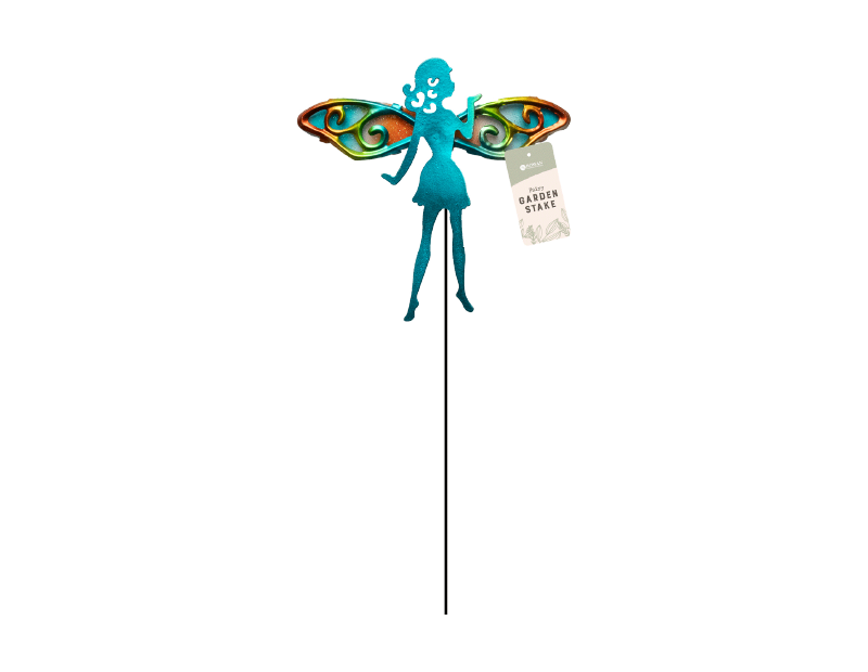 Metal Fairy On Stake With Glass Wings Metal Fairy On Stake With Glass Wings