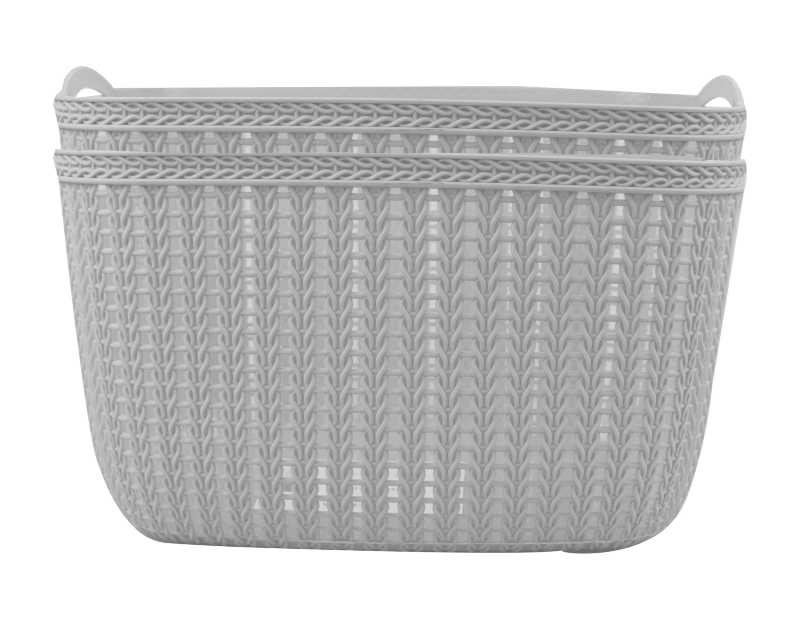 Plastic Woven Effect Basket Small 2pk - Trend Plastic Woven Effect Basket Small 2pk - Trend