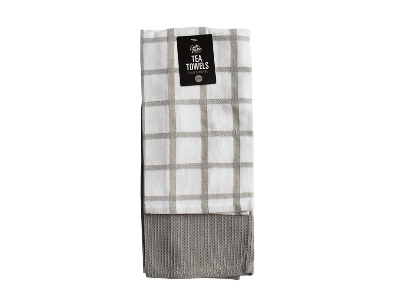 Plain & Waffle Tea Towels - 2 Pack Plain & Waffle Tea Towels - 2 Pack