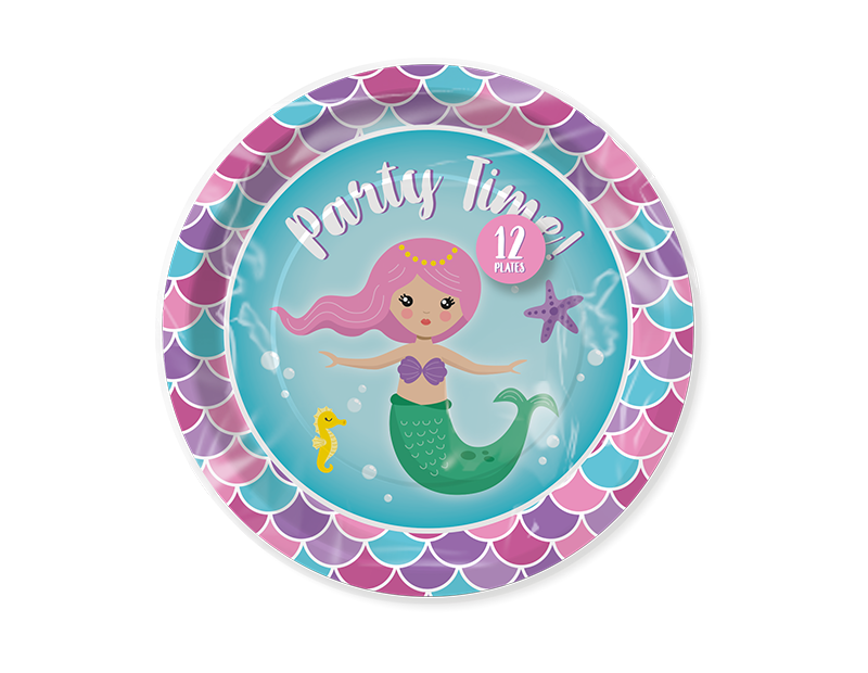 Mermaid Disposable Paper Plates 23cm - 12 Pack (With PDQ) Mermaid Disposable Paper Plates 23cm - 12 Pack