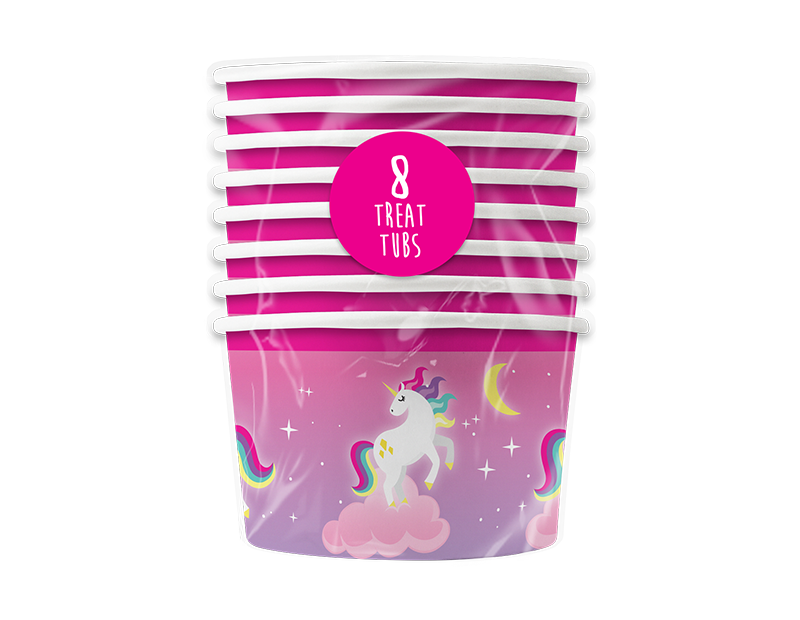 Unicorn Party Treat Tubs - 8 Pack (With PDQ) Unicorn Party Treat Tubs - 8 Pack