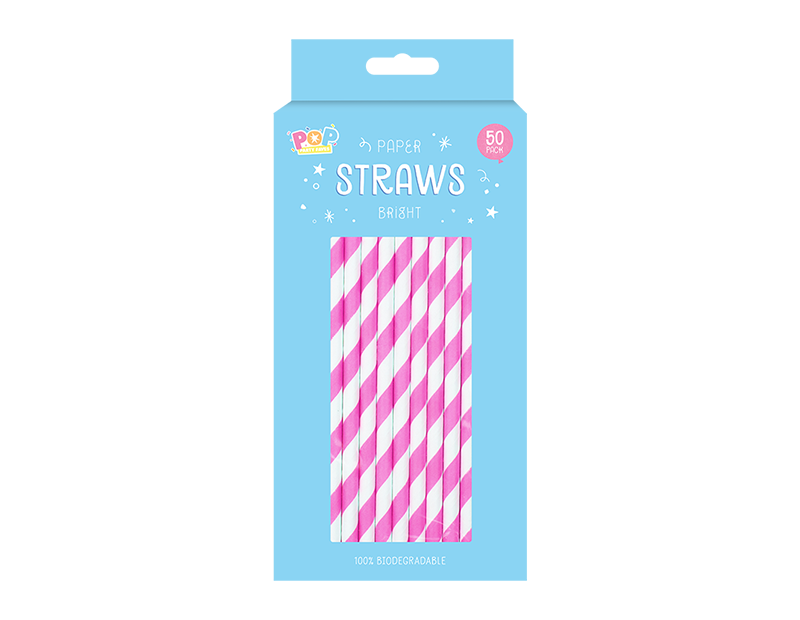 Paper Straws Bright - 50 Pack Paper Straws Bright - 50 Pack