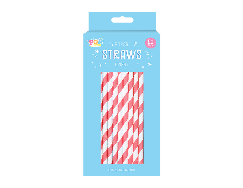 Paper Straws Bright - 50 Pack Paper Straws Bright - 50 Pack