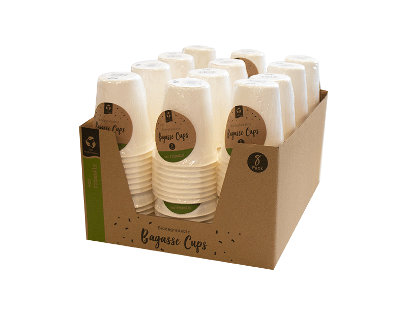 Biodegradable Bagasse Cups - 8 Pack (with PDQ) Biodegradable Bagasse Cups - 8 Pack (with PDQ)