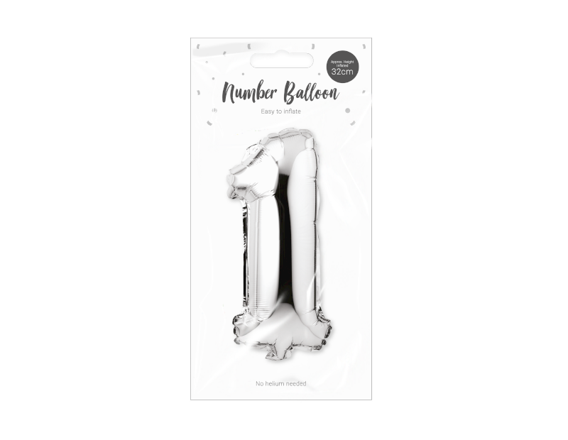 Silver Foil Number Balloon 32cm Silver Foil Number Balloon 32cm
