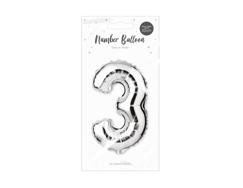 Silver Foil Number Balloon 32cm Silver Foil Number Balloon 32cm