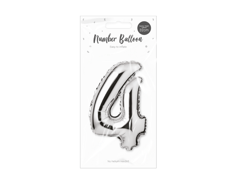 Silver Foil Number Balloon 32cm Silver Foil Number Balloon 32cm