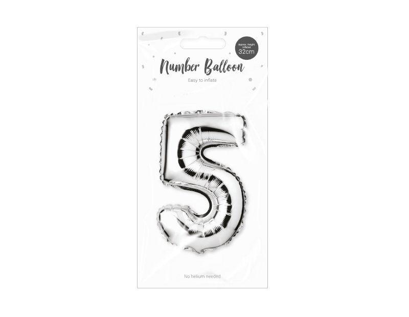 Silver Foil Number Balloon 32cm Silver Foil Number Balloon 32cm