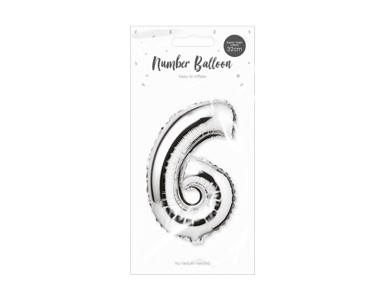 Silver Foil Number Balloon 32cm Silver Foil Number Balloon 32cm