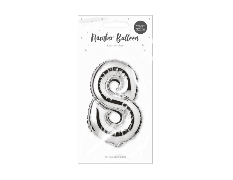 Silver Foil Number Balloon 32cm Silver Foil Number Balloon 32cm