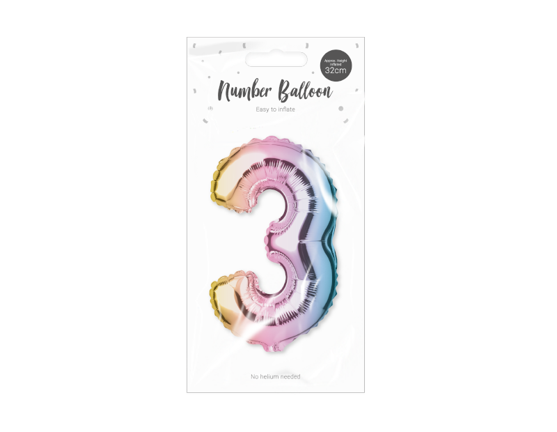 Multicoloured Foil Number Balloon 32cm Multicoloured Foil Number Balloon 32cm