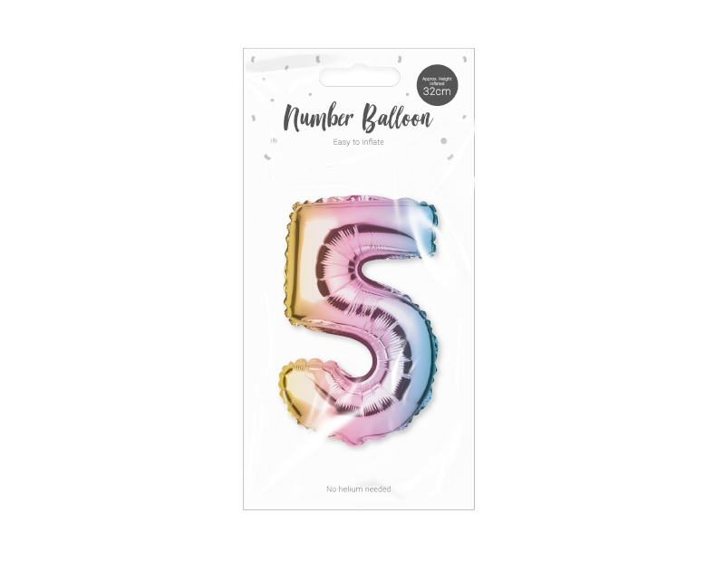 Multicoloured Foil Number Balloon 32cm Multicoloured Foil Number Balloon 32cm