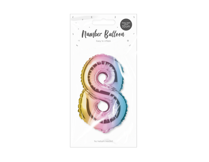 Multicoloured Foil Number Balloon 32cm Multicoloured Foil Number Balloon 32cm