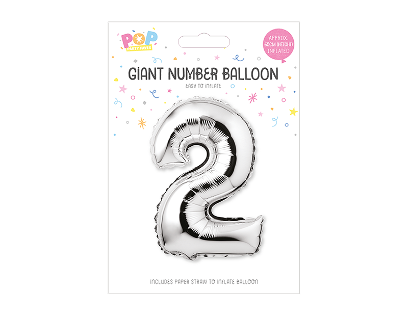Silver Foil Number Balloon 65cm Silver Foil Number Balloon 65cm