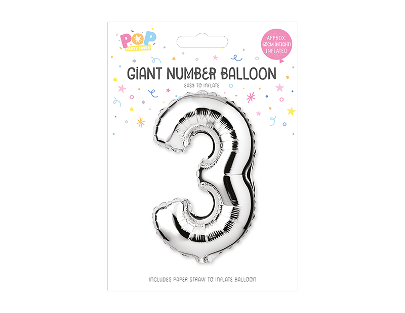Silver Foil Number Balloon 65cm Silver Foil Number Balloon 65cm