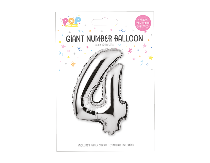 Silver Foil Number Balloon 65cm Silver Foil Number Balloon 65cm