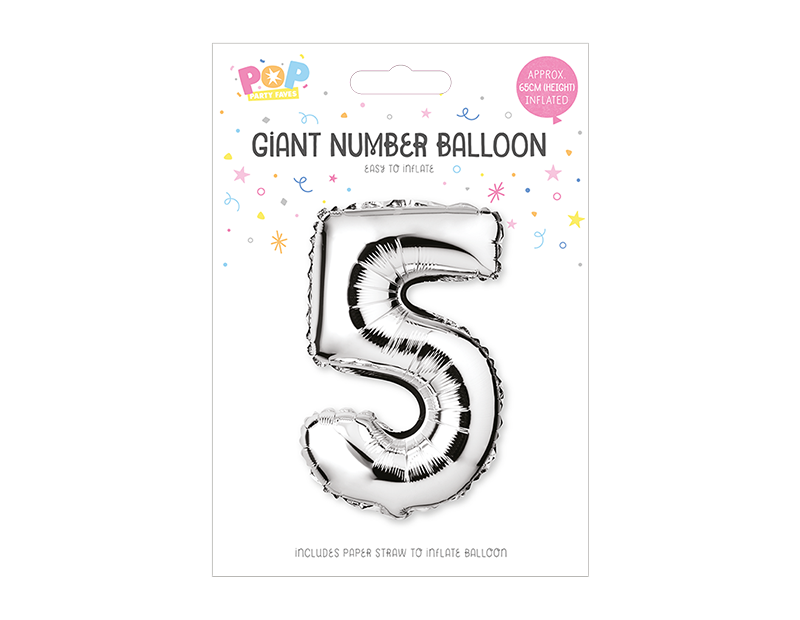 Silver Foil Number Balloon 65cm Silver Foil Number Balloon 65cm