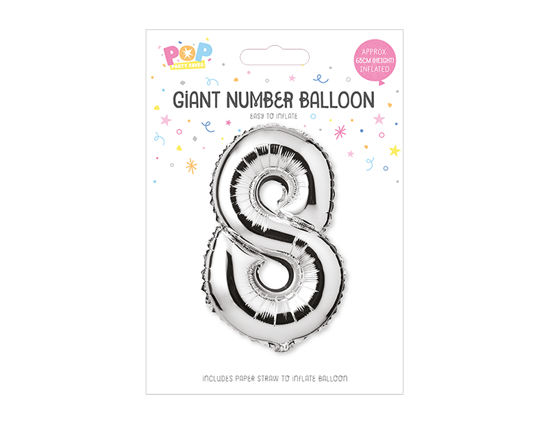 Silver Foil Number Balloon 65cm Silver Foil Number Balloon 65cm