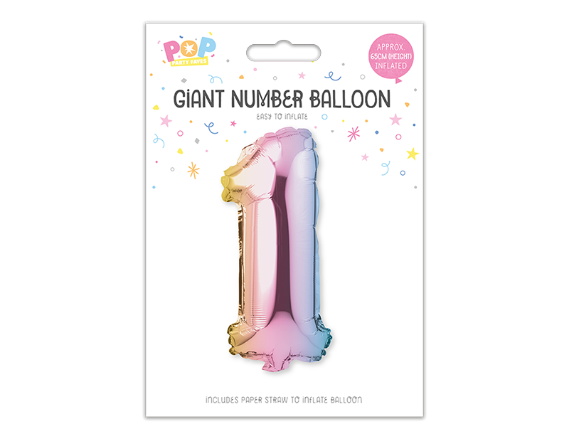 Multicoloured Foil Number Balloon 65cm Multicoloured Foil Number Balloon 65cm