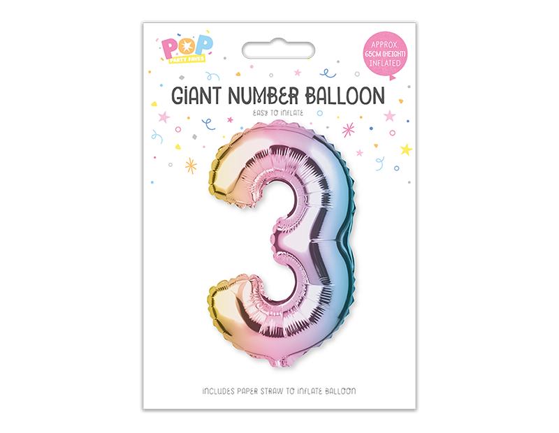 Multicoloured Foil Number Balloon 65cm Multicoloured Foil Number Balloon 65cm