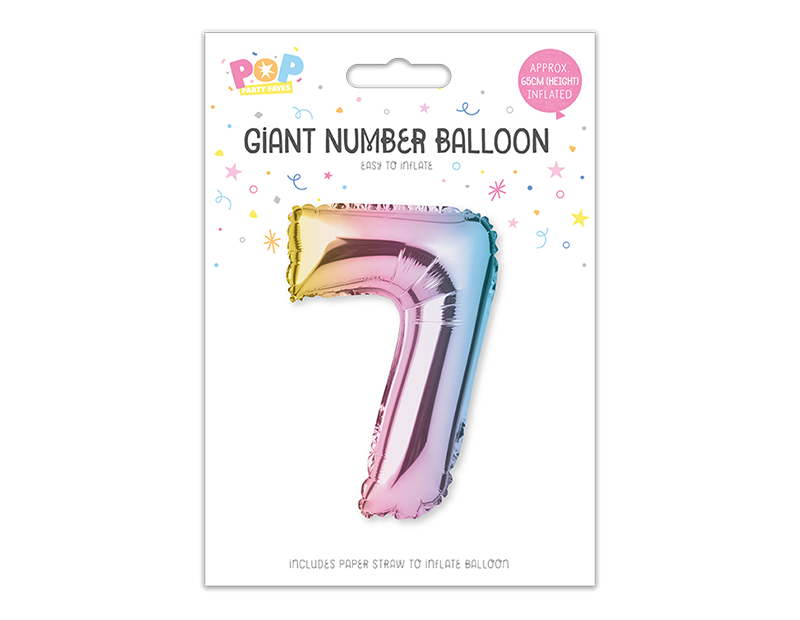 Multicoloured Foil Number Balloon 65cm Multicoloured Foil Number Balloon 65cm