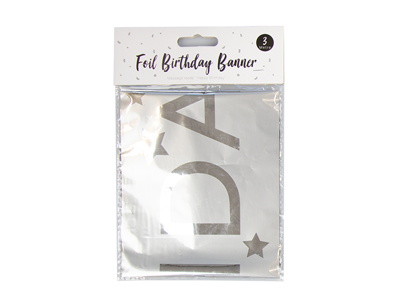 Metallic Foil Happy Birthday Banner 3m Metallic Foil Happy Birthday Banner 3m