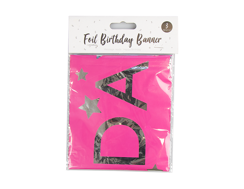 Bright Foil Happy Birthday Banner 3m Bright Foil Happy Birthday Banner 3m